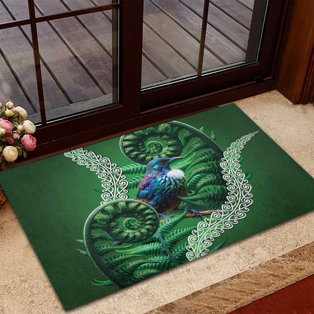Tui Bird Koru Silver Fern Aotearoa Rubber Doormat LT9 - Polynesian Pride