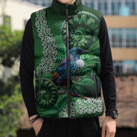 Tui Bird Koru Silver Fern Aotearoa Sleeveless Puffer Jacket