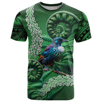 Tui Bird Koru Silver Fern Aotearoa T Shirt LT9 Green - Polynesian Pride