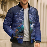 Tui Bird Matariki Galaxy Bomber Puffer Jacket Koru Silver Fern Aotearoa LT9 - Polynesian Pride