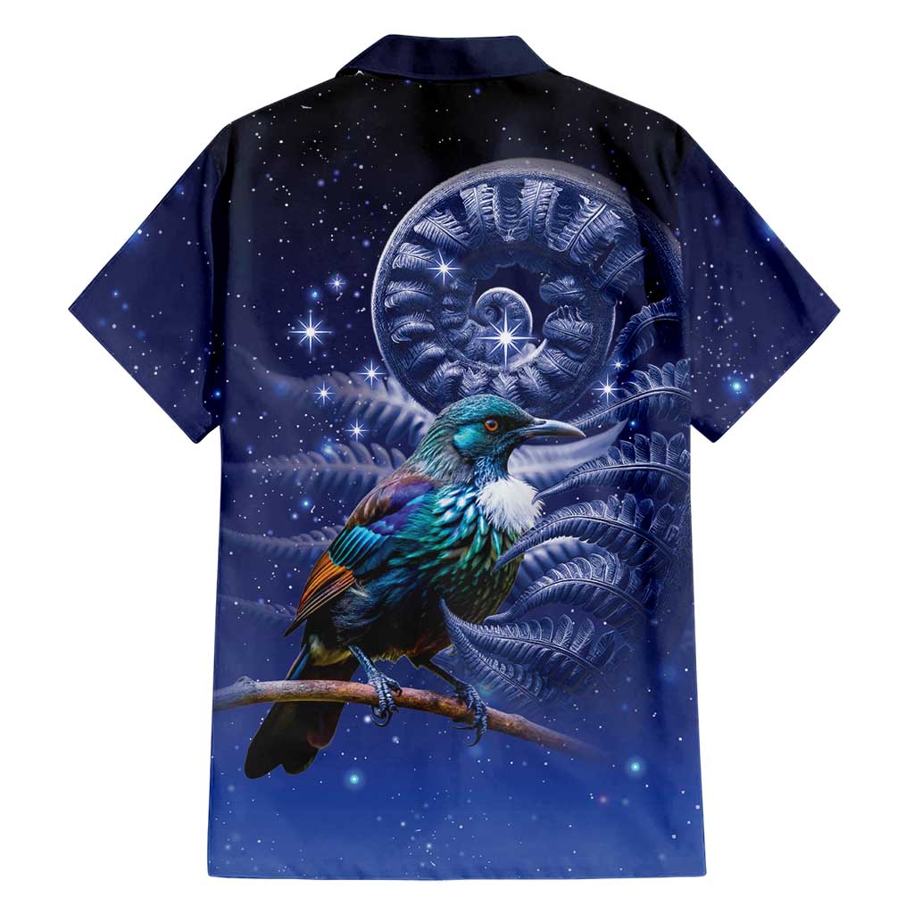 Tui Bird Matariki Galaxy Family Matching Tank Maxi Dress and Hawaiian Shirt Koru Silver Fern Aotearoa LT9 - Polynesian Pride