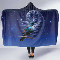 Tui Bird Matariki Galaxy Hooded Blanket Koru Silver Fern Aotearoa
