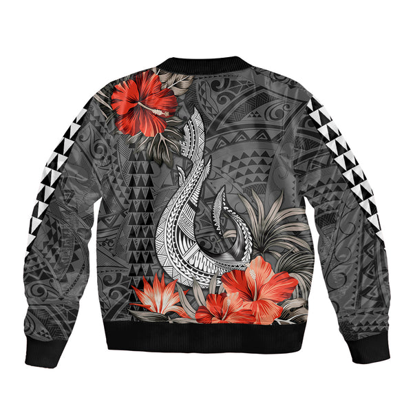 Hawaii Fish Hook Bomber Jacket Polynesian Vintage Vibes LT9