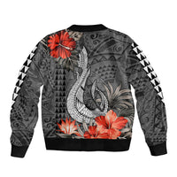 Hawaii Fish Hook Sleeve Zip Bomber Jacket Polynesian Vintage Vibes LT9 - Polynesian Pride