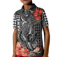 Hawaii Hammerhead Shark Kid Polo Shirt Polynesian Vintage Vibes LT9 Kid Black - Polynesian Pride