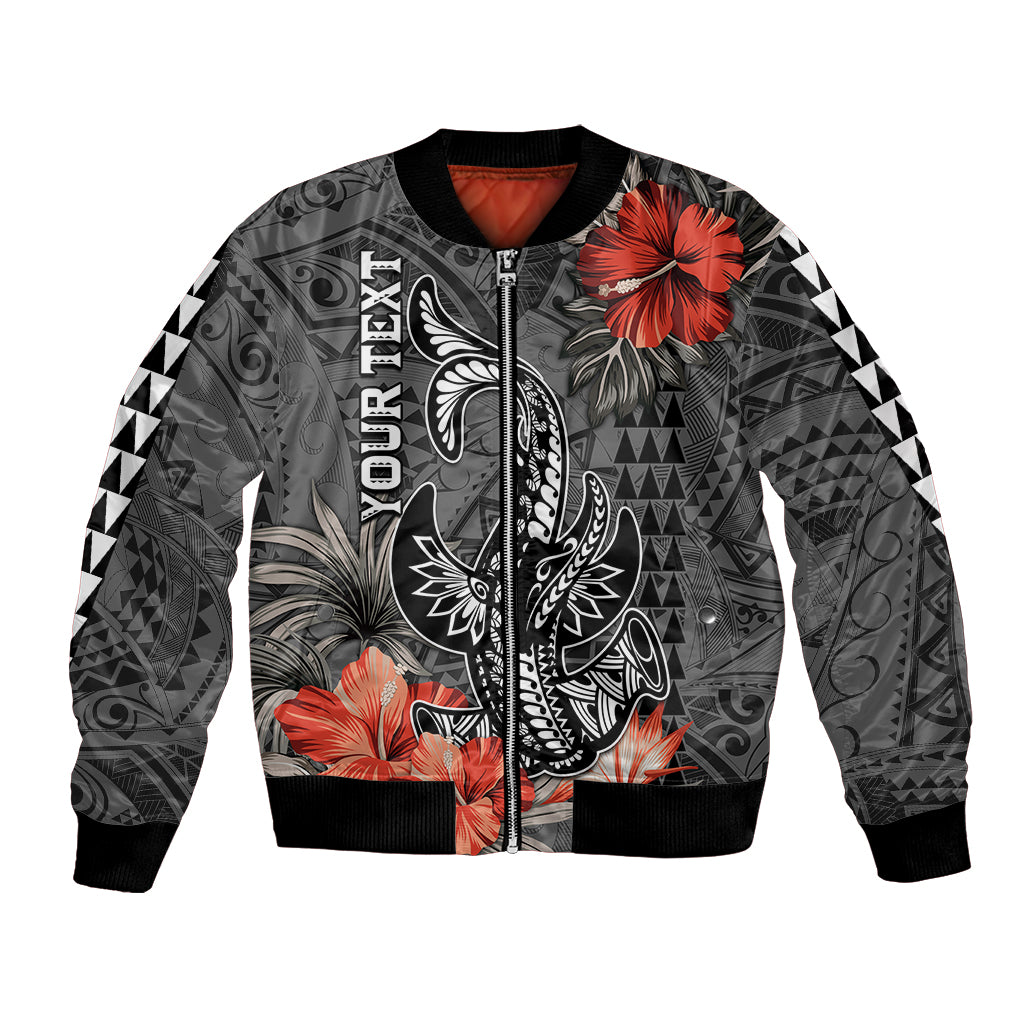 Personalised Hawaii Hammerhead Shark Bomber Jacket Polynesian Vintage Vibes LT9 Unisex Black - Polynesian Pride