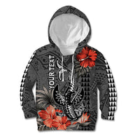 Personalised Hawaii Hammerhead Shark Kid Hoodie Polynesian Vintage Vibes LT9 Hoodie Black - Polynesian Pride