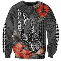 Personalised Hawaii Hammerhead Shark Sweatshirt Polynesian Vintage Vibes LT9 Unisex Black - Polynesian Pride