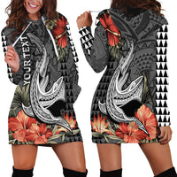 Personalised Hawaii Shark Tattoo Hoodie Dress Polynesian Vintage Vibes LT9 - Polynesian Pride