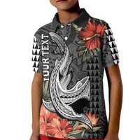 Personalised Hawaii Shark Tattoo Kid Polo Shirt Polynesian Vintage Vibes LT9 Kid Black - Polynesian Pride