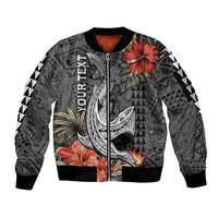 Personalised Hawaii Shark Tattoo Sleeve Zip Bomber Jacket Polynesian Vintage Vibes LT9 Unisex Black - Polynesian Pride