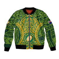 Cook Islands Rugby Bomber Jacket Kukis Athletic Style LT9 Unisex Green - Polynesian Pride