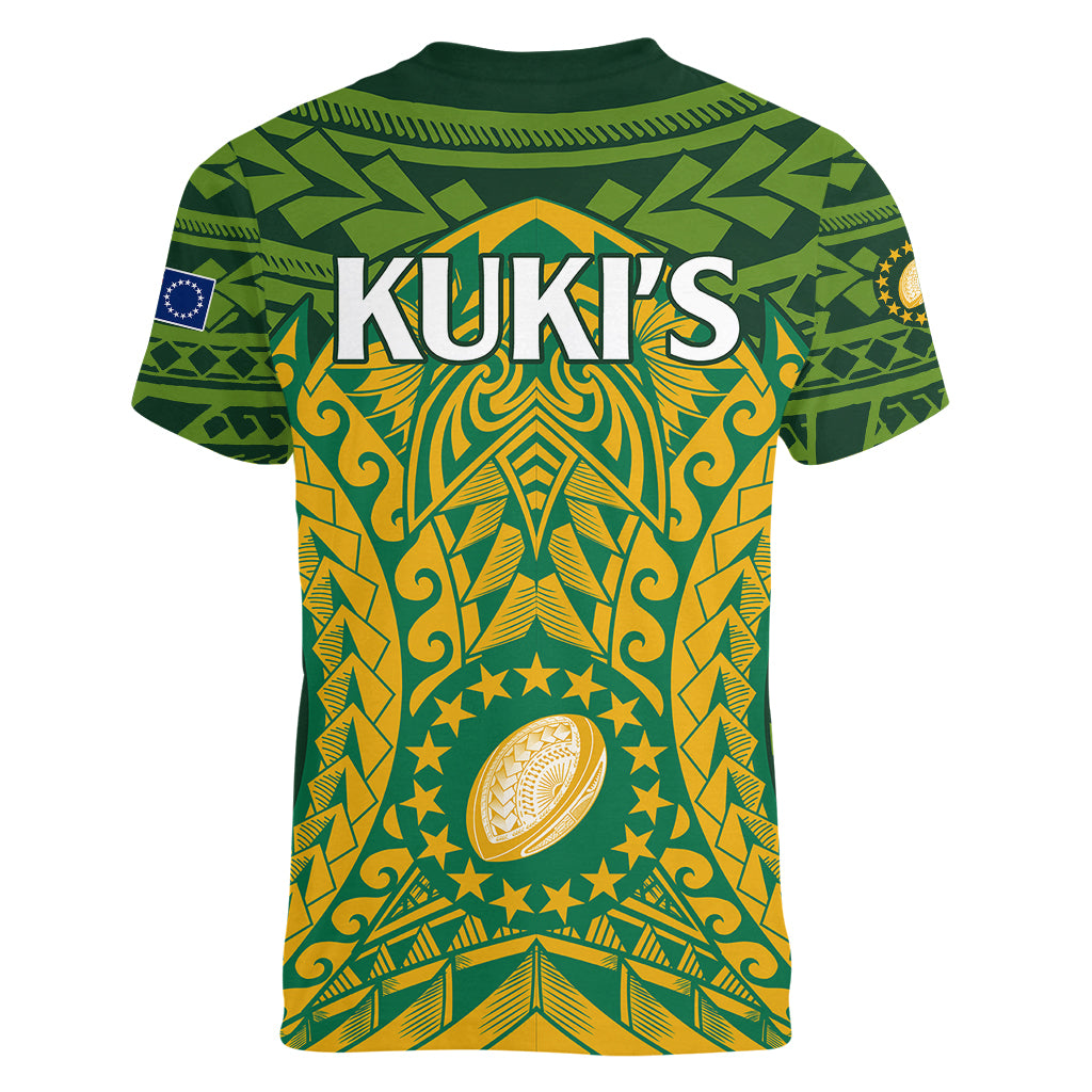 Cook Islands Rugby Women V Neck T Shirt Kukis Athletic Style LT9 - Polynesian Pride