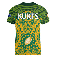 Cook Islands Rugby Women V Neck T Shirt Kukis Athletic Style LT9 - Polynesian Pride