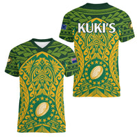 Cook Islands Rugby Women V Neck T Shirt Kukis Athletic Style LT9 - Polynesian Pride