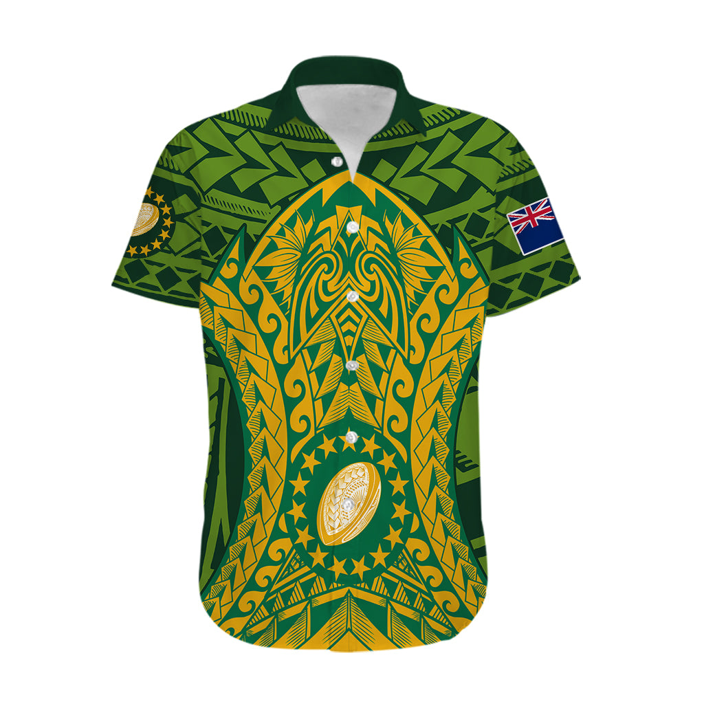 Personalised Cook Islands Rugby Hawaiian Shirt Kukis Athletic Style LT9 Green - Polynesian Pride