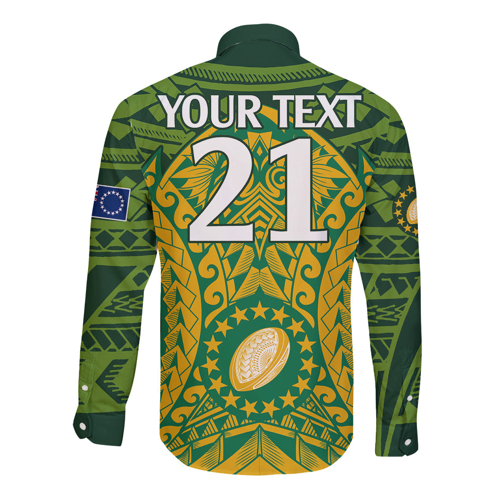 Personalised Cook Islands Rugby Long Sleeve Button Shirt Kukis Athletic Style LT9 - Polynesian Pride