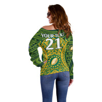 Personalised Cook Islands Rugby Off Shoulder Sweater Kukis Athletic Style LT9 - Polynesian Pride