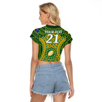 Personalised Cook Islands Rugby Raglan Cropped T Shirt Kukis Athletic Style LT9 - Polynesian Pride