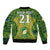 Personalised Cook Islands Rugby Sleeve Zip Bomber Jacket Kukis Athletic Style LT9 - Polynesian Pride