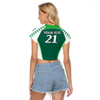 Personalised Polynesian Pride Cook Islands Rugby Raglan Cropped T Shirt No1 LT9 - Polynesian Pride