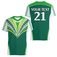 Personalised Polynesian Pride Cook Islands Rugby Women V Neck T Shirt No1 LT9 - Polynesian Pride