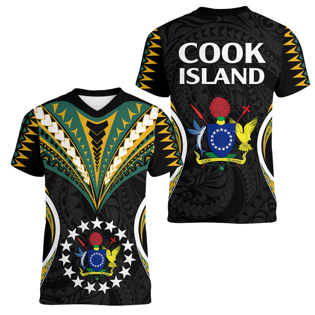 Polynesian Pride Cook Islands Women V Neck T Shirt Tribal Wave Style LT9 - Polynesian Pride