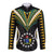 Personalised Polynesian Pride Cook Islands Long Sleeve Button Shirt Tribal Wave Style LT9 Unisex Black - Polynesian Pride