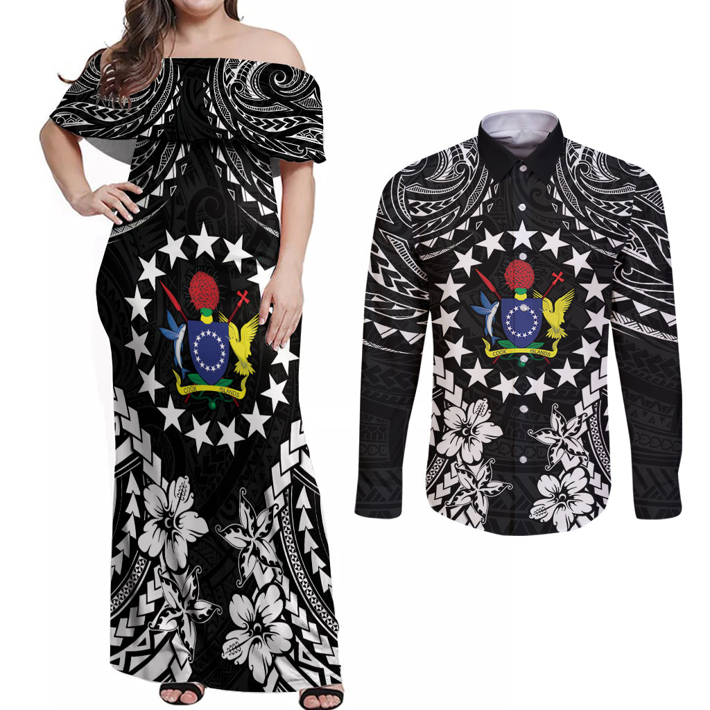 Cook Islands Ra o te Ui Ariki Est 1967 Couples Matching Off Shoulder Maxi Dress and Long Sleeve Button Shirt