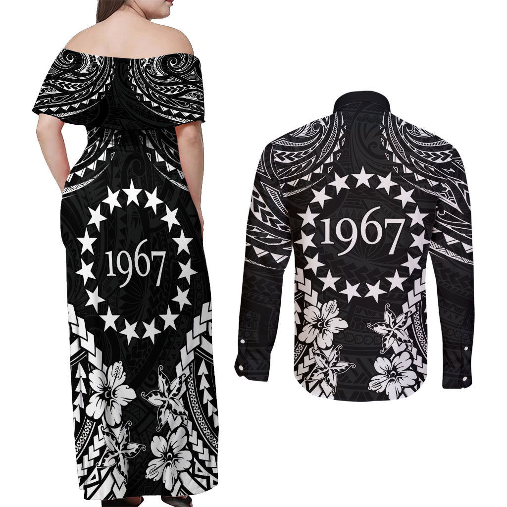 Cook Islands Ra o te Ui Ariki Est 1967 Couples Matching Off Shoulder Maxi Dress and Long Sleeve Button Shirt