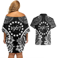 Cook Islands Ra o te Ui Ariki Est 1967 Couples Matching Off Shoulder Short Dress and Hawaiian Shirt