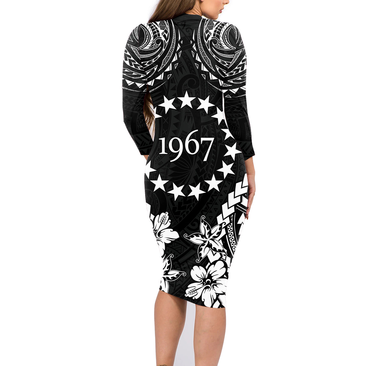 Cook Islands Ra o te Ui Ariki Est 1967 Family Matching Long Sleeve Bodycon Dress and Hawaiian Shirt