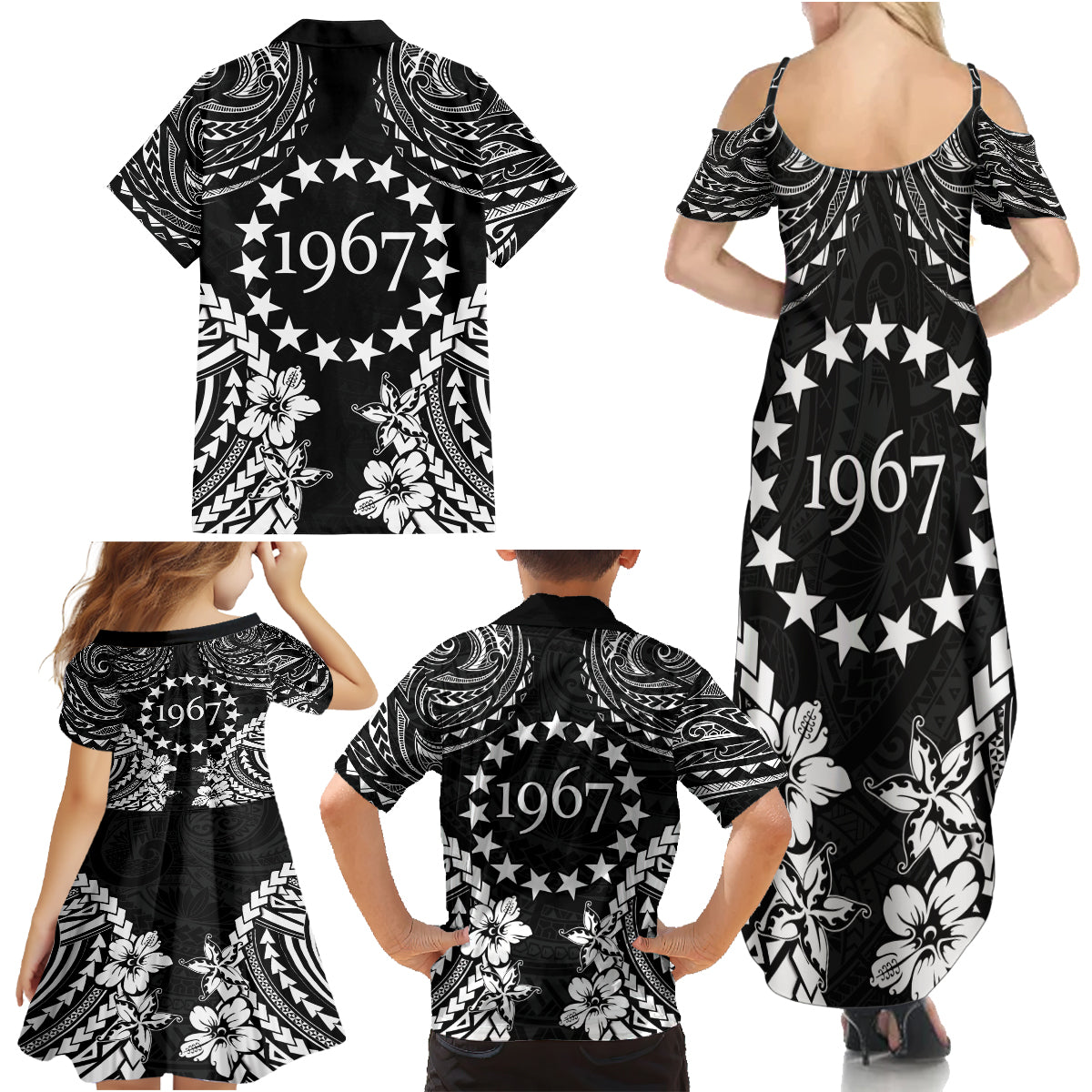 Cook Islands Ra o te Ui Ariki Est 1967 Family Matching Summer Maxi Dress and Hawaiian Shirt