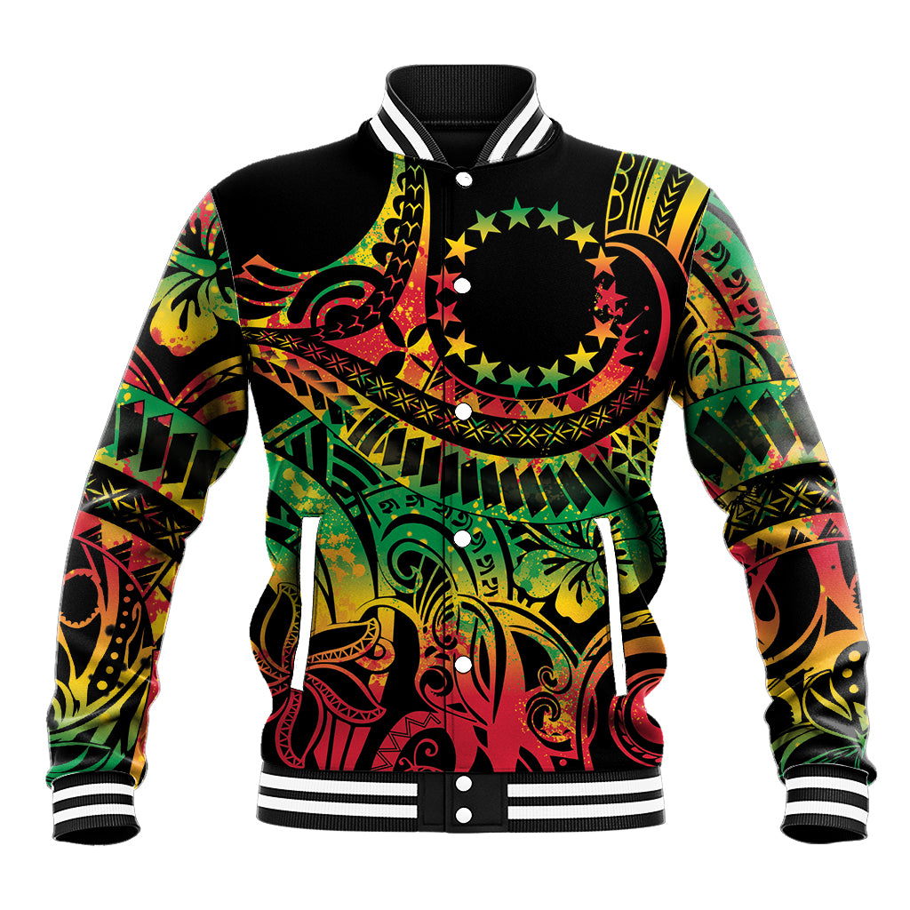 Cook Islands 15 Stars Baseball Jacket Kuki Airani Polynesian Tribal Wave Tattoo