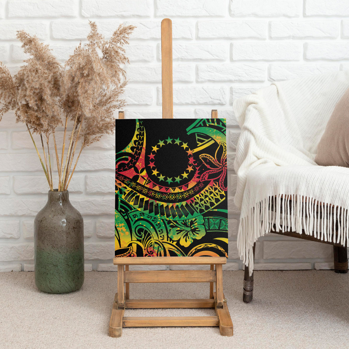 Cook Islands 15 Stars Canvas Wall Art Kuki Airani Polynesian Tribal Wave Tattoo
