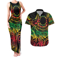 Cook Islands 15 Stars Couples Matching Tank Maxi Dress and Hawaiian Shirt Kuki Airani Polynesian Tribal Wave Tattoo