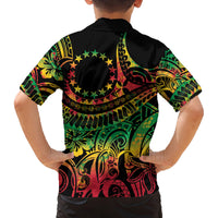 Cook Islands 15 Stars Family Matching Long Sleeve Bodycon Dress and Hawaiian Shirt Kuki Airani Polynesian Tribal Wave Tattoo