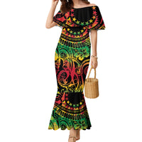 Cook Islands 15 Stars Family Matching Mermaid Dress and Hawaiian Shirt Kuki Airani Polynesian Tribal Wave Tattoo