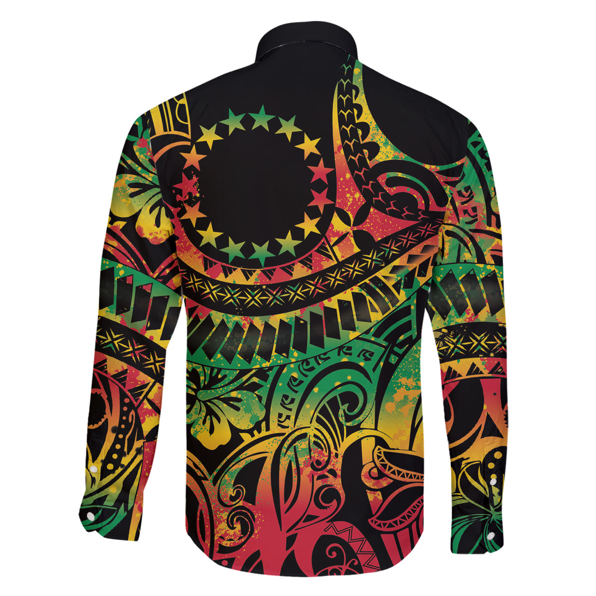 Cook Islands 15 Stars Family Matching Off Shoulder Short Dress and Hawaiian Shirt Kuki Airani Polynesian Tribal Wave Tattoo