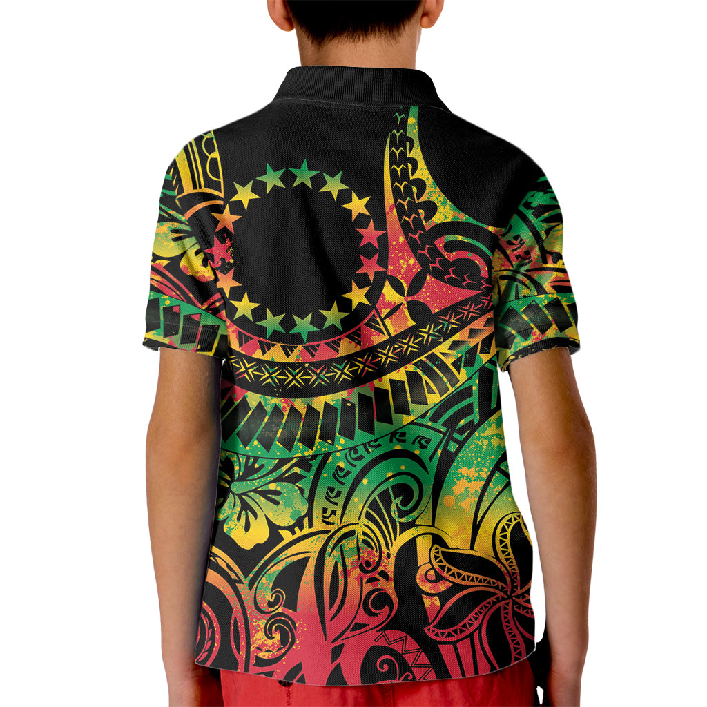 Cook Islands 15 Stars Kid Polo Shirt Kuki Airani Polynesian Tribal Wave Tattoo