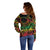 Cook Islands 15 Stars Off Shoulder Sweater Kuki Airani Polynesian Tribal Wave Tattoo