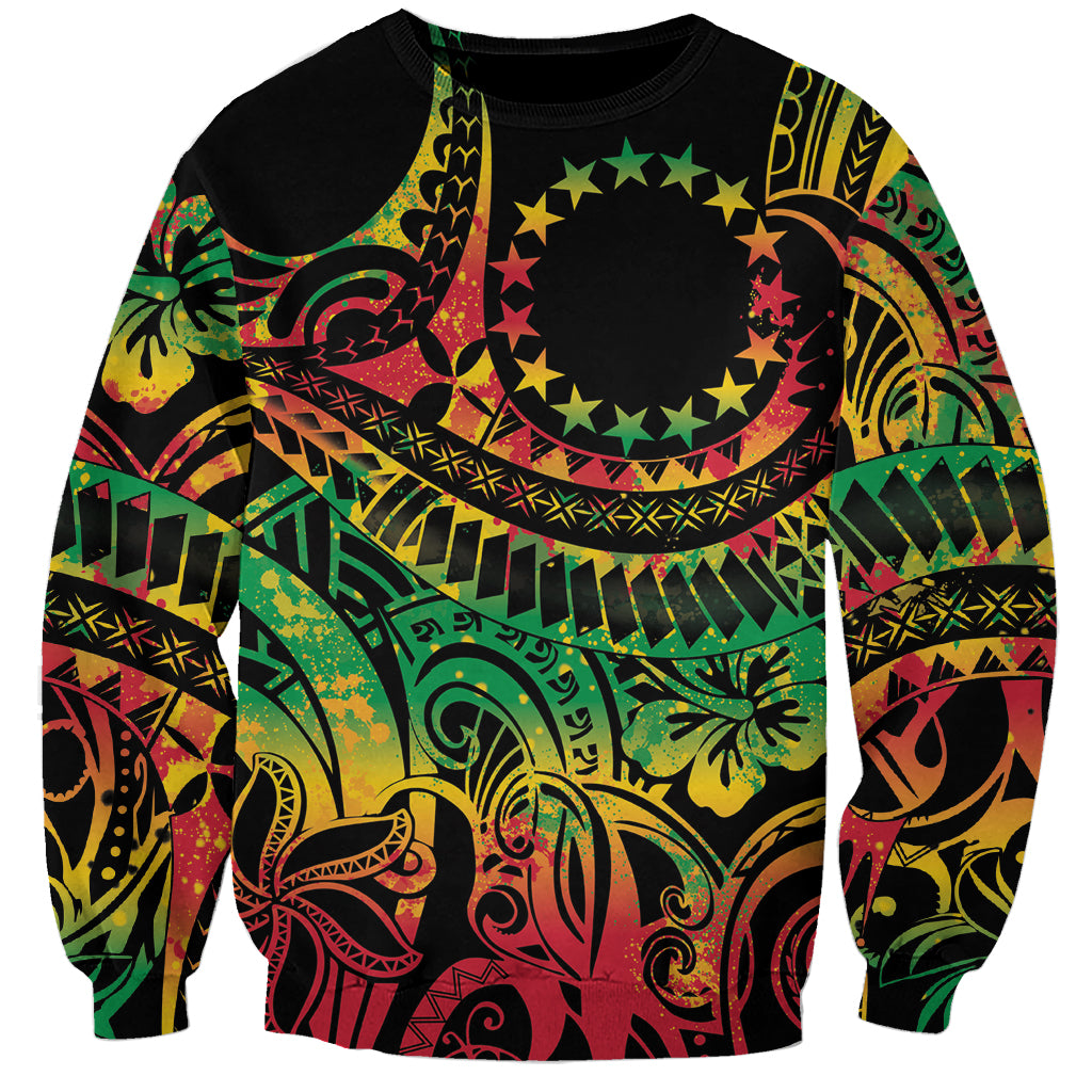 Cook Islands 15 Stars Sweatshirt Kuki Airani Polynesian Tribal Wave Tattoo