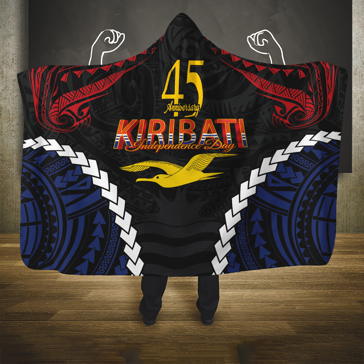 Kiribati 45th Anniversary Independence Day Hooded Blanket Since 1979