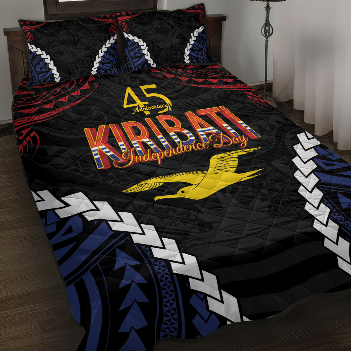 Kiribati 45th Anniversary Independence Day Quilt Bed Set Since 1979