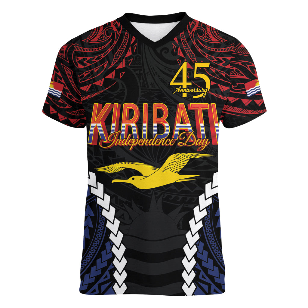 Kiribati 45th Anniversary Independence Day Women V-Neck T-Shirt Since 1979