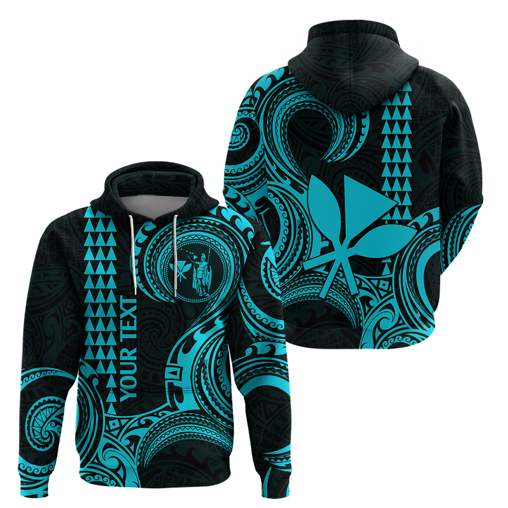 Custom King Kamehameha Day Hawaii Hoodie Paradise of the Pacific Tribal Kakau Aqua LT9 - Polynesian Pride