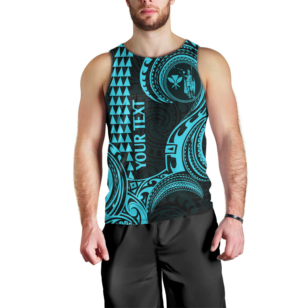 Custom King Kamehameha Day Hawaii Men Tank Top Paradise of the Pacific Tribal Kakau - Aqua LT9 - Polynesian Pride