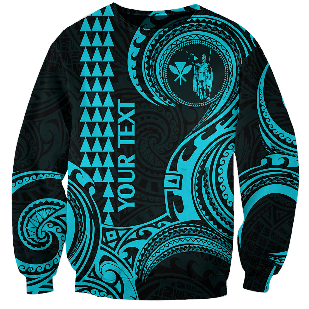 Custom King Kamehameha Day Hawaii Sweatshirt Paradise of the Pacific Tribal Kakau - Aqua LT9 Unisex Aqua - Polynesian Pride