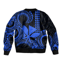 Custom King Kamehameha Day Hawaii Bomber Jacket Paradise of the Pacific Tribal Kakau - Blue LT9 - Polynesian Pride