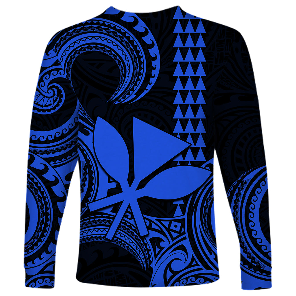 Custom King Kamehameha Day Hawaii Long Sleeve Shirt Paradise of the Pacific Tribal Kakau - Blue LT9 - Polynesian Pride